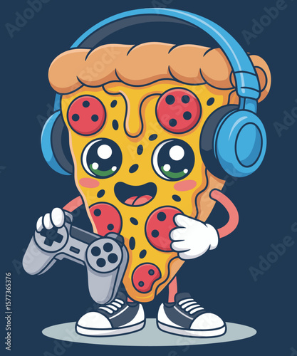 Funny Gamer Pizza Food Video Gaming