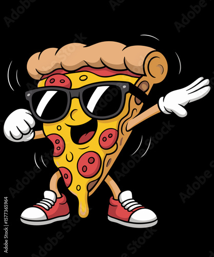 Dabbing Pizza Slice Dance Pizza Dancing Pizza