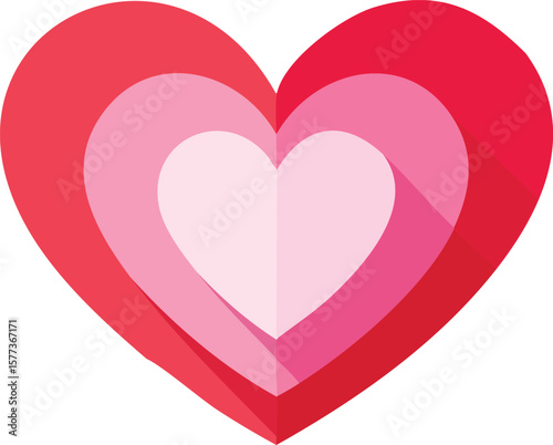 A radiant red heart, a symbol of love and romance, shines on a white background, perfect for Valentine's Day designs and wedding illustrations