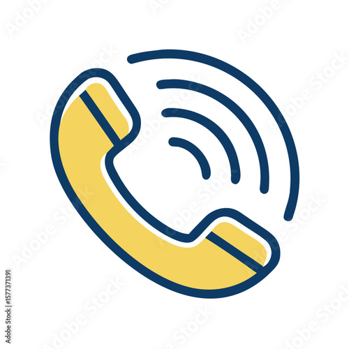 A yellow telephone icon with ringing sound waves, representing a phone call.