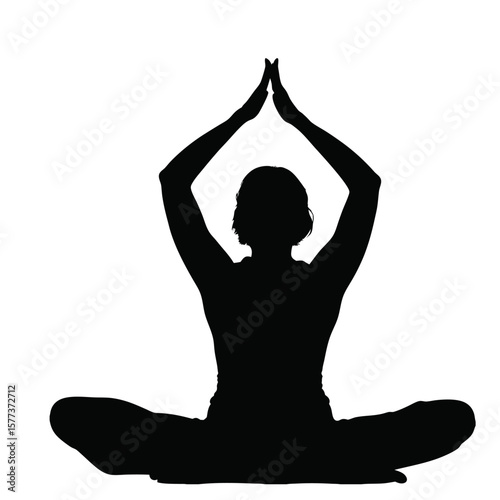 silhouette of yoga woman