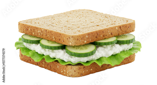 sandwich with cucumber slices png isolated on transparent background