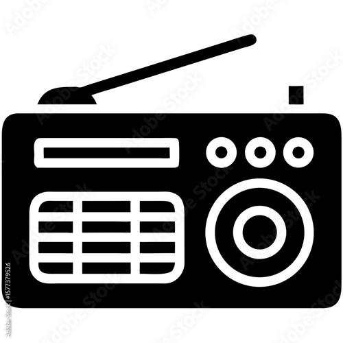 Simple Solid Radio Receiver Broadcast Media Entertainment Device Icon