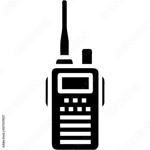 Minimalist Bold Walkie Talkie Communication Device Black Icon Illustration
