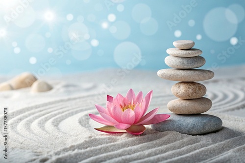 zen stones and flower