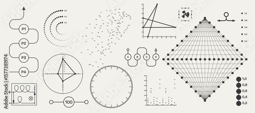 Utilitarian Graphic Set Diagrams, Shapes, Lines. Fully editable Vector assets