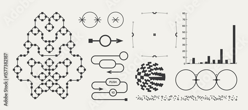 Utilitarian Graphic Set Diagrams, Shapes, Lines. Fully editable Vector assets