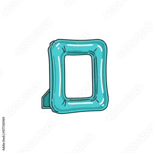 A turquoise picture frame with a stand, isolated on a white background.
