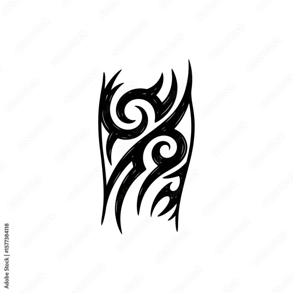 Naklejka premium Black and white tribal tattoo design on a leg.