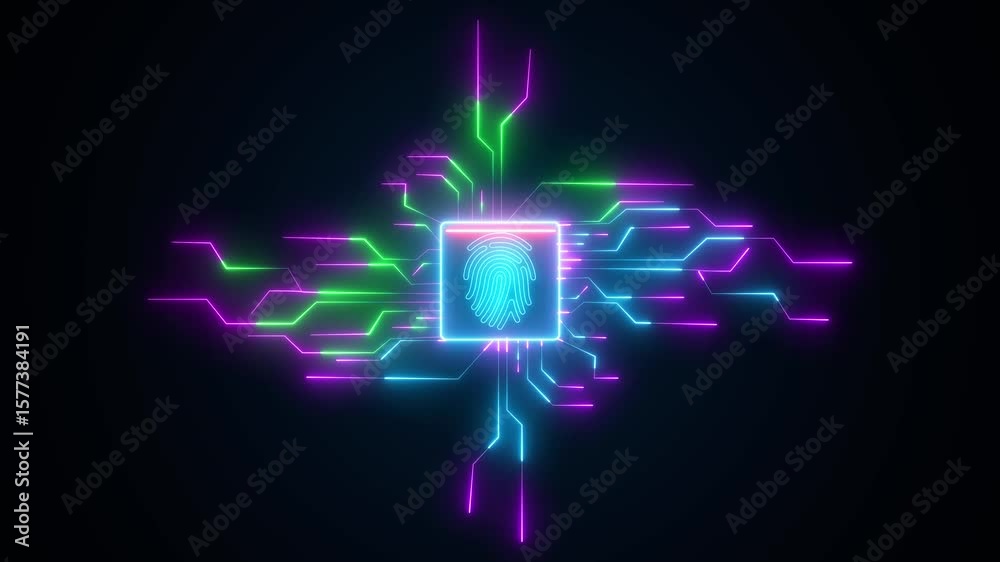 fingerprint. 4k loop background on internet security and technology. Looped animation HUD GUI UI design. Fingerprint scanning.Login using fingerprint identification.