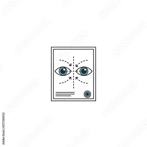 Illustration depicts a medical document showing eyes with directional arrows, possibly cosmetic surgery.