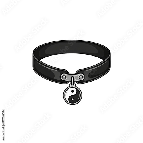 Black collar with yin and yang pendant.