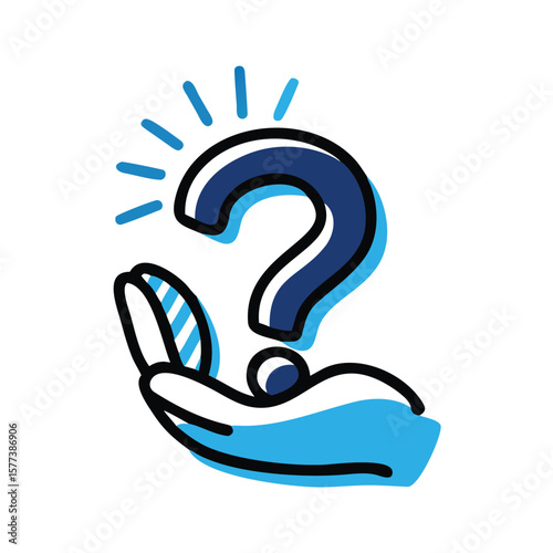 A hand holds a question mark, seeking answers and solutions