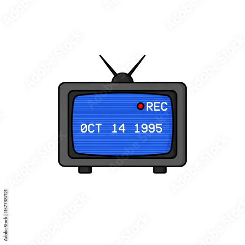 Retro television displaying a date from the 1990s, likely for recording.