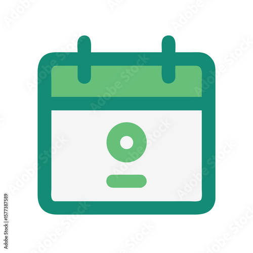 A green calendar icon isolated on white background