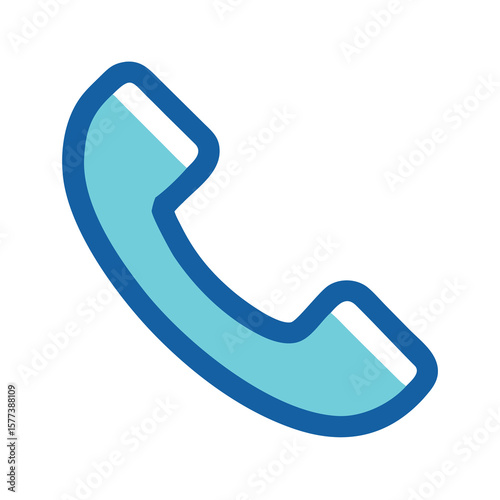 A blue phone receiver represents communication isolated on white background