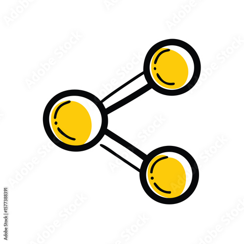 A yellow and black share icon isolated on white background