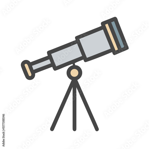 A telescope on a tripod isolated on white background for astronomy