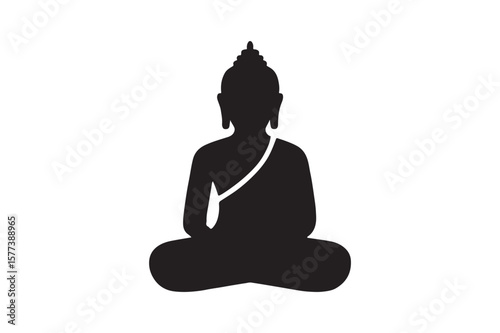 Buddha icon silhouette vector with white background