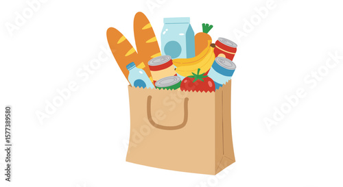 Eco-friendly grocery shopping bag filled with healthy food items