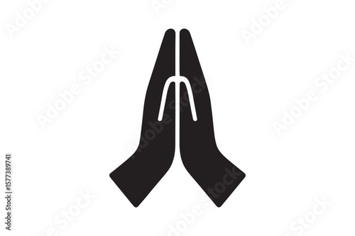 Prayer Hands icon silhouette vector with white background