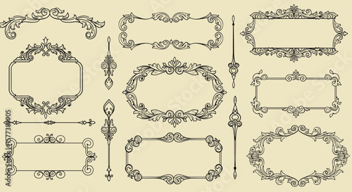Elegant ornate frame collection with vintage floral designs and decorative borders