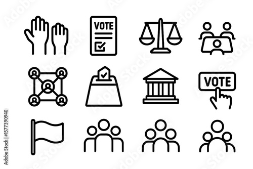 Minimalist icons for election and civic engagement themes