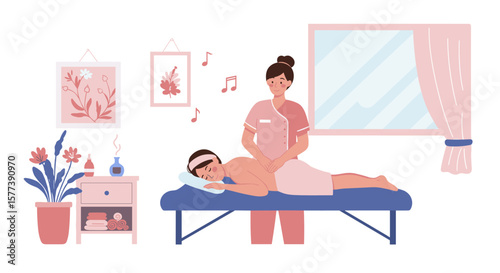 Relaxing spa massage therapy session in minimalist style with soothing decor