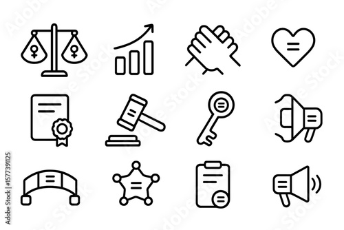 Linear icons of justice, growth, and communication