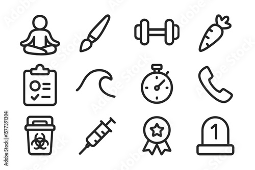 Minimalist icons: fitness, health, and lifestyle in linear design