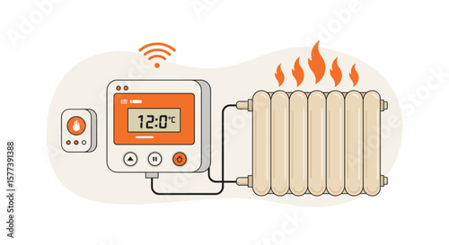 Smart thermostat controlling home heating system