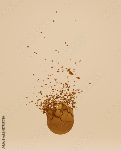 Sphere Earth Explosion Shatter Fragments 3d Illustration