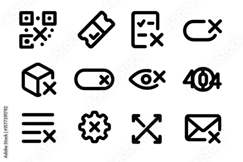 Modern minimalist interface icon set for technology and communication