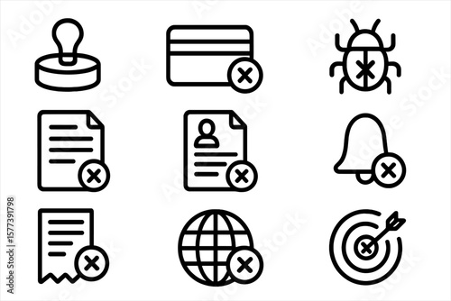 Minimalistic dark icons for cybersecurity and data privacy themes