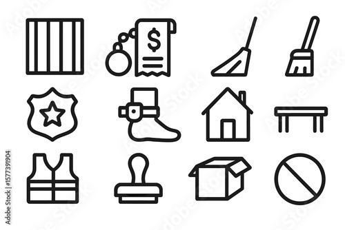 Dark themed crime and justice icons for modern ui design