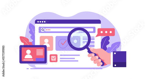 User interface design with magnifying glass for online search navigation