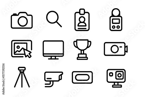 Minimalist tech icons collection for digital and media projects