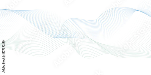 Abstract blue smooth wave on a white background. Dynamic sound wave. Design element. Vector illustration. 