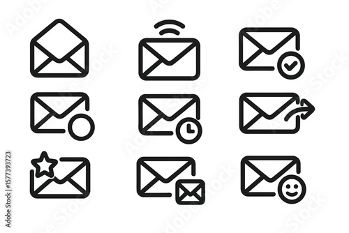 Dark themed email interface with icon set for messaging and communication apps