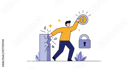 Breaking barriers to unlock success: conceptual flat design