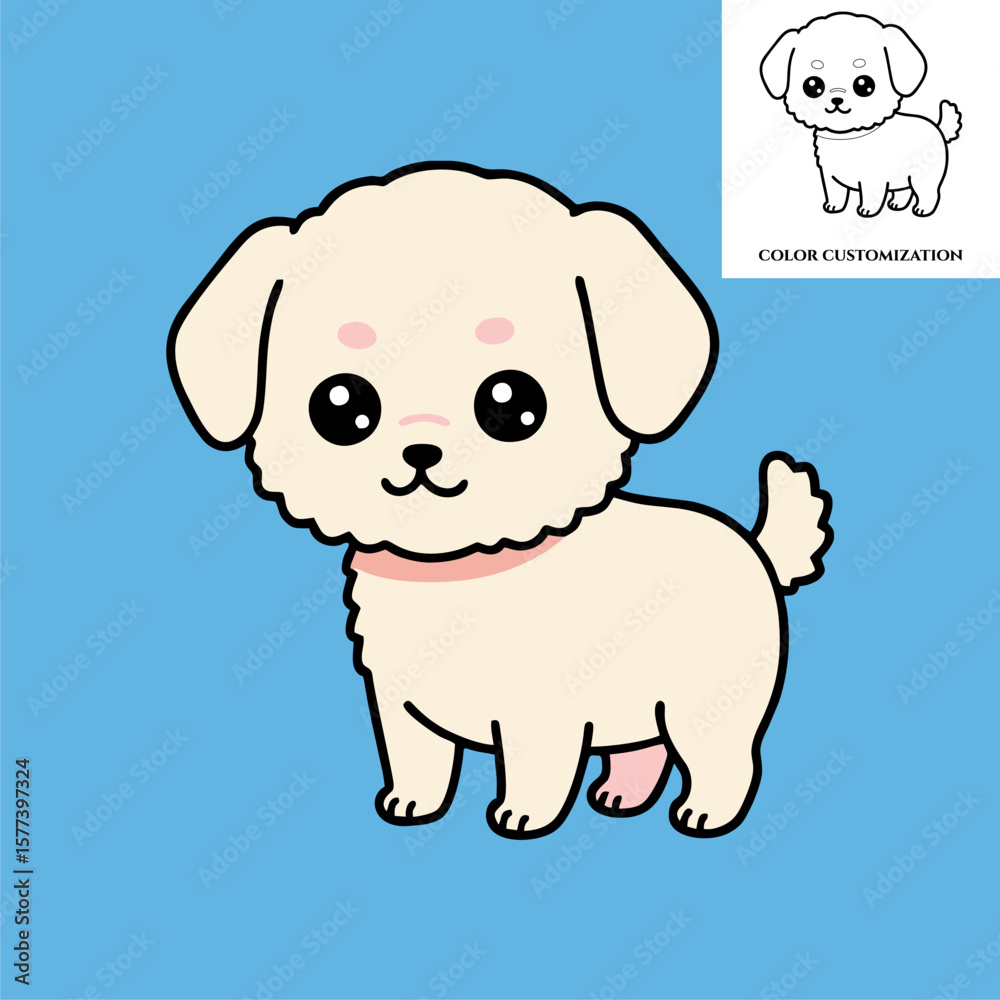 Obraz premium Cute dog vector illustration. Can be used for greeting cards, posters, coloring book