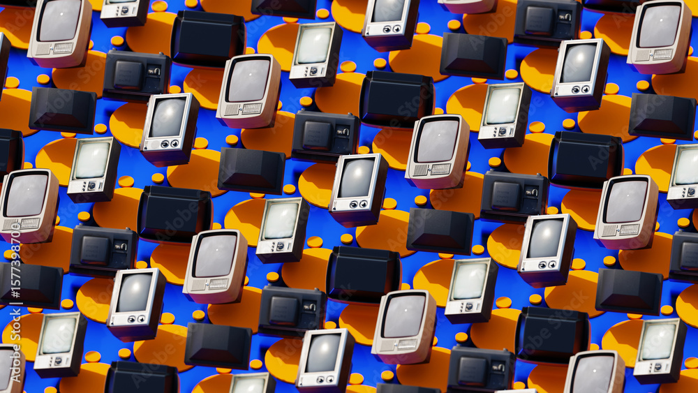 Obraz premium Retro TV Television For History Technology Seamless Pattern