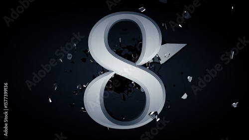 Number 8 Exploding in Dark 3D | Countdown Shatter Typography
