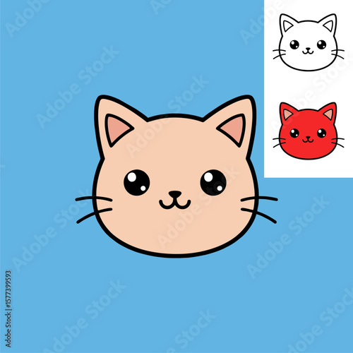 cute kawaii cat face icon vector illustration design