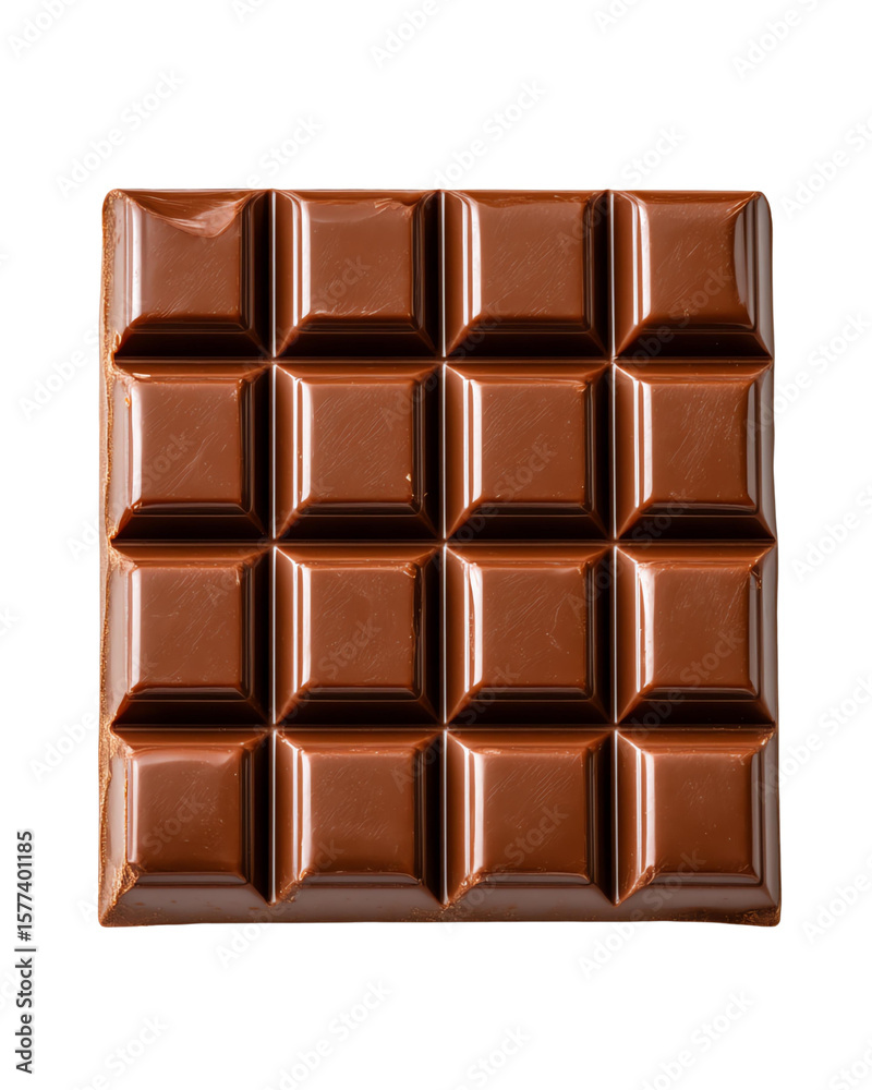 Fototapeta premium Isolated transparent png Dark Chocolate luxury minimalist Chocolate bar with distinct squares in a glossy finish.
