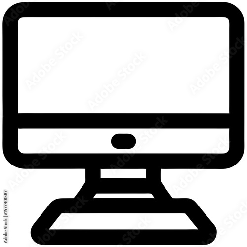 Desktop computer icon in minimalist design with black outline  