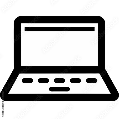 Laptop icon design with minimalist style in black on white background  