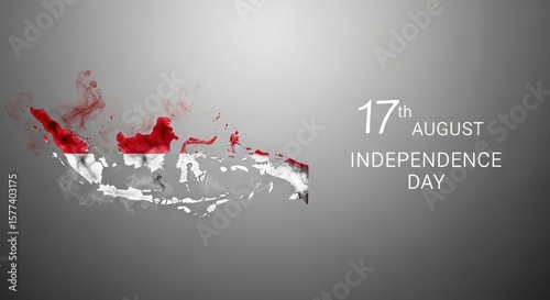 Indonesian Independence Day graphic, featuring the country's map overlaid with its flag, and a date.