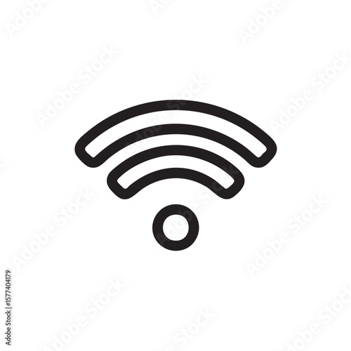 A simple outline icon of a Wi-Fi signal.