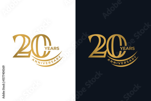 Sophisticated Golden 20th Anniversary Celebration Emblem